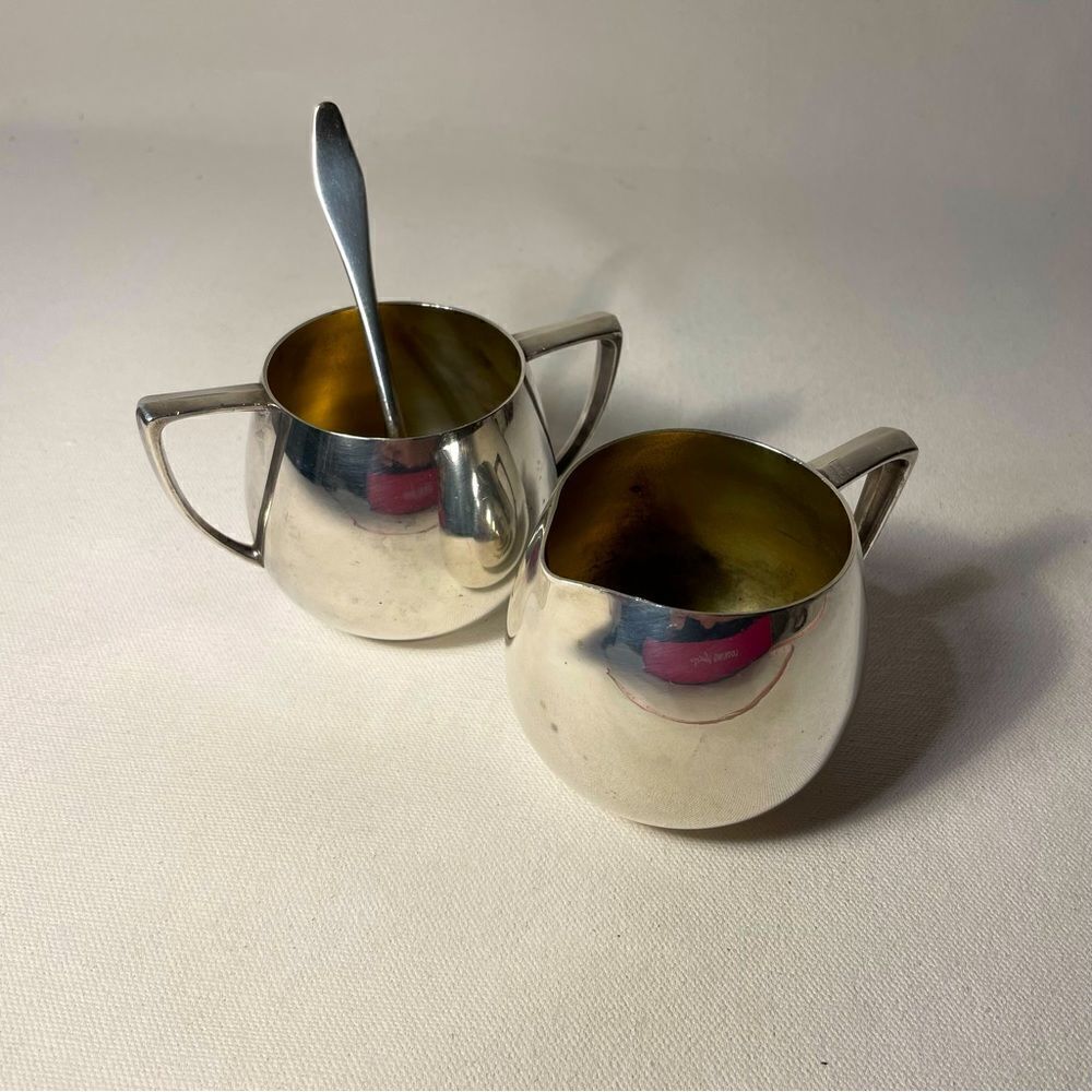1950s Empire Craft's Quadruple Plate Creamer and Sugar Bowl Mid-Century Modern
